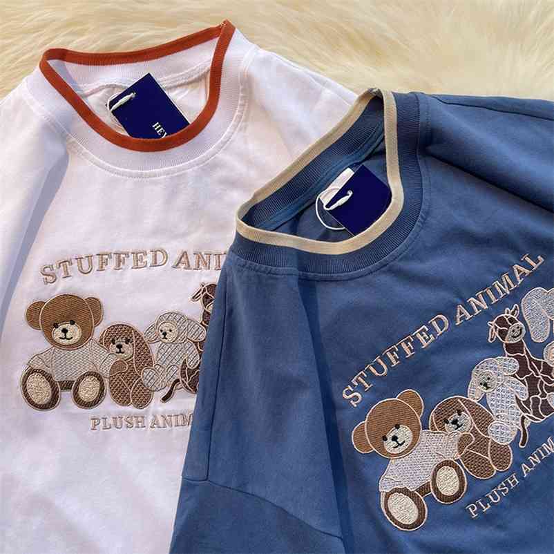 ins Harajuku Bear Embroidery American Retro Style T Shirts Women Overszied Tshirts japanese style Teens Girls Cute Tops 210722, White style2
ins Harajuku Bear Embroidery American Retro Style T Shirts Women Overszied Tshirts japanese style Teens Girls Cute Tops 210722, White style2