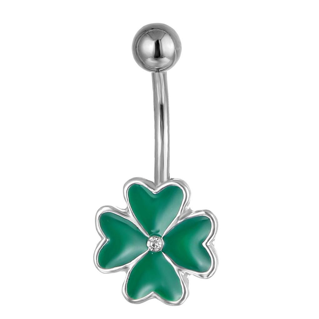 D0751 ( 1 color ) Green Clover flower style Belly Button ring Navel Rings Body Piercing Jewelry Dangle Accessories Fashion Charm 10PCS, Silver
D0751 ( 1 color ) Green Clover flower style Belly Button ring Navel Rings Body Piercing Jewelry Dangle Accessories Fashion Charm 10PCS, Silver
