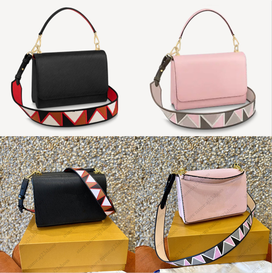 Twist MM Luxurys designers Bags Black M59027 Rose Jasmin M59028 wide strap gold brand lock flap Cross Body Bag Purse Wallet
Twist MM Luxurys designers Bags Black M59027 Rose Jasmin M59028 wide strap gold brand lock flap Cross Body Bag Purse Wallet