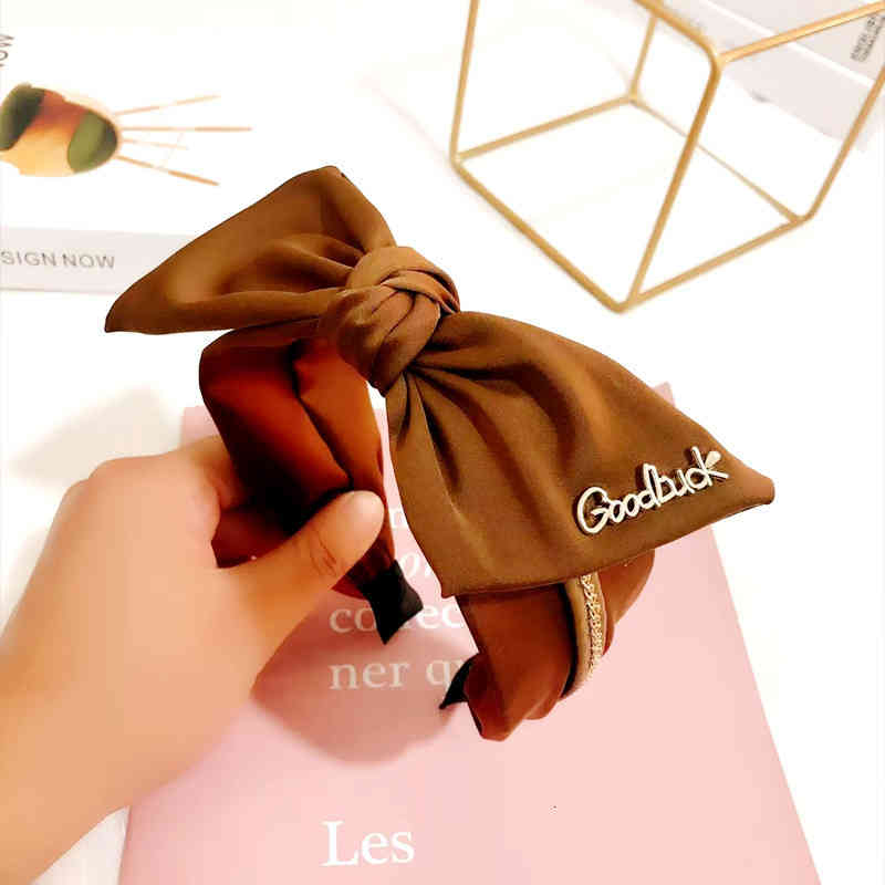 Hair Accessories Jewelry Korean Fashion Bow Chain Hoop Solid Color Fabric Versatile Headband Women's Press