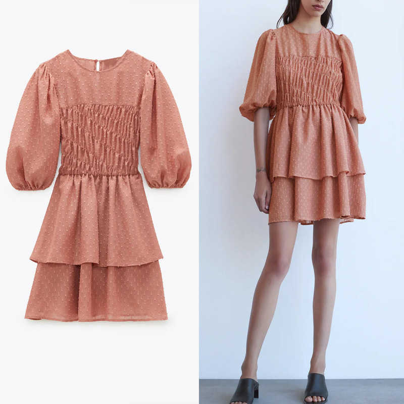 Za Tulle Dress Women Mesh Polka Dot Mini Dress O-neck Short Puff Sleeve Elastic Waistband Elegant Woman Party Dresses 210602, As picture
Za Tulle Dress Women Mesh Polka Dot Mini Dress O-neck Short Puff Sleeve Elastic Waistband Elegant Woman Party Dresses 210602, As picture