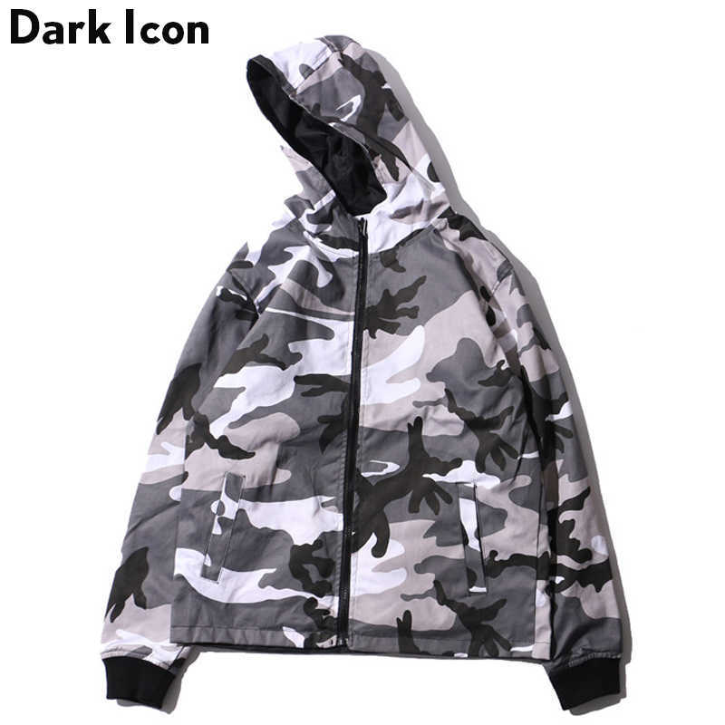 Twill Material Camouflage Jacket with Hoodie Autumn Think Style Camo Men's Jackets 210603