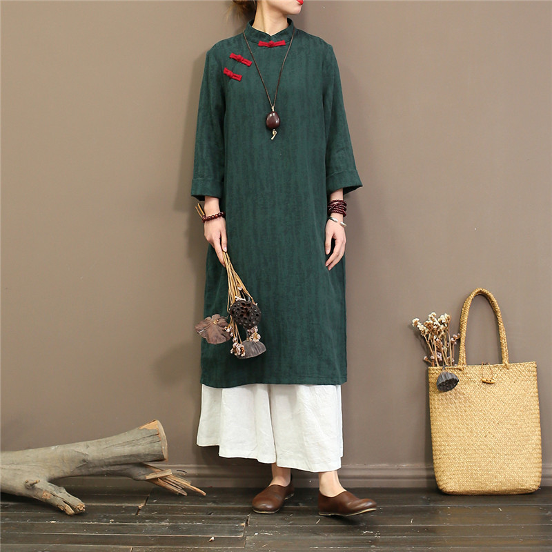 Johnature Cotton Vintage Dress Spring Cheongsam Women Stand Long Sleeve Button Chinese Style Women Cloths Loose Dress 210521, Red
Johnature Cotton Vintage Dress Spring Cheongsam Women Stand Long Sleeve Button Chinese Style Women Cloths Loose Dress 210521, Red