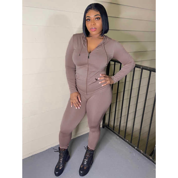 Women's Two Piece Pants Designers Women Clothes pants 2023 autumn new women wear solid color hooded leisure sports suit