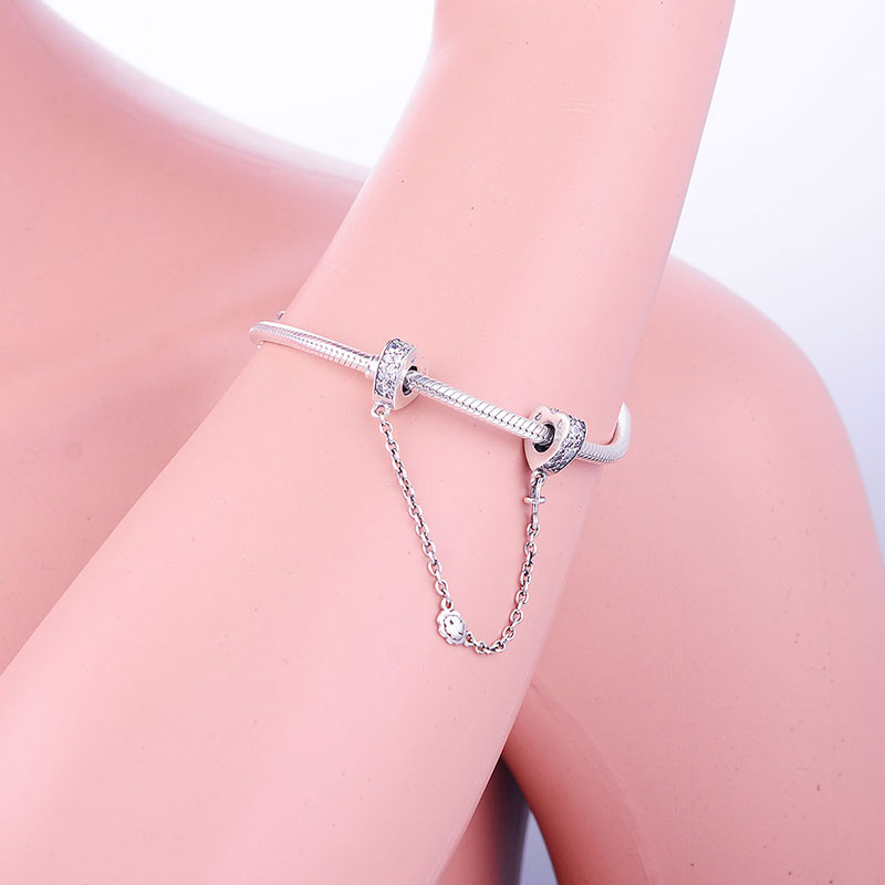 Fit Original Brand Charm Bracelet 925 Sterling Silver Hearts Mixed Cubic Zirconia Safety Chain Beads For Women Jewelry DIY Berloque