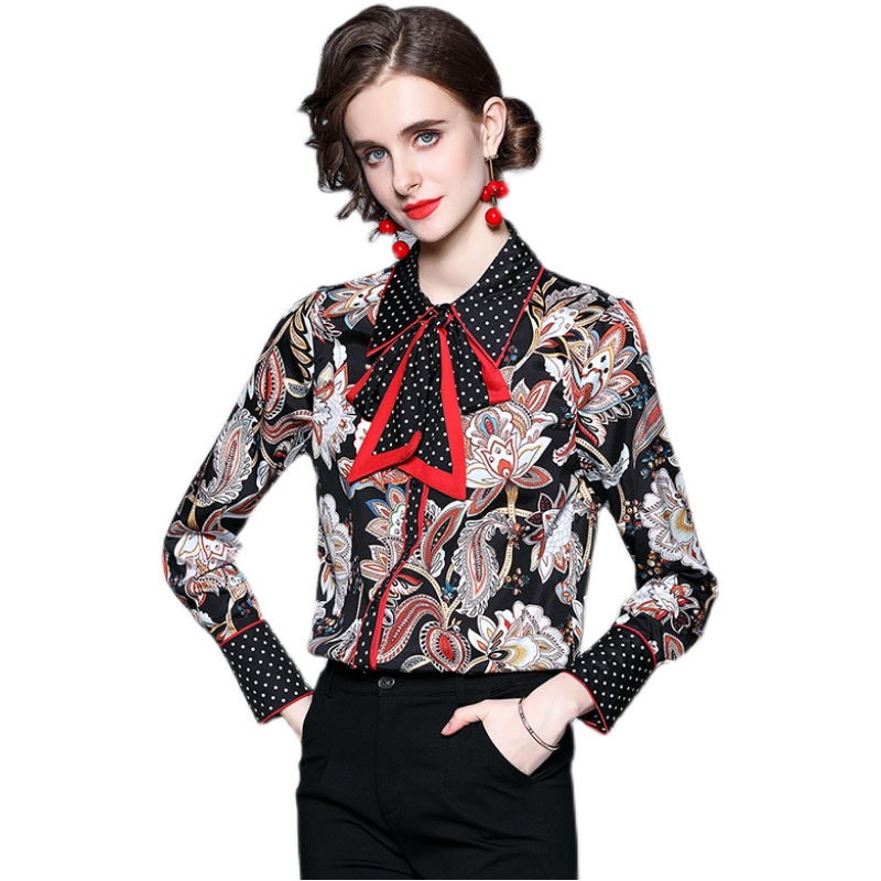 Floral Printed Runway Vintage Shirt Women 2021 Designer Long Sleeve Tie Flowers Bow Elegant Office Ladies Blouses Spring Autumn Winter Slim Fashion Shirts Tops, Black
Floral Printed Runway Vintage Shirt Women 2021 Designer Long Sleeve Tie Flowers Bow Elegant Office Ladies Blouses Spring Autumn Winter Slim Fashion Shirts Tops, Black