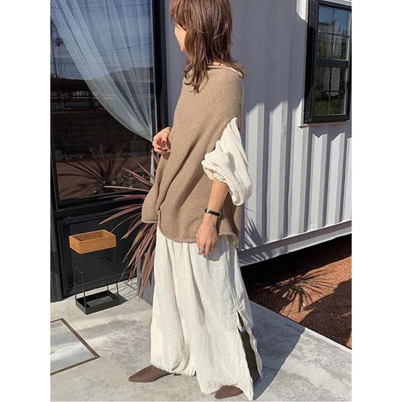 Nomikuma Fashion Causal Women Two Pieces Suits Long Sleeve Loose Blouse Dress + Knitted Korean Sweater Vest Sets 6D779 210427