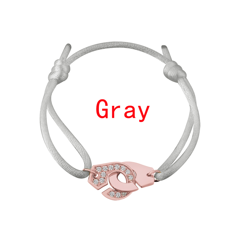 925 Sterling Silver Wedding Bracelet Rose Gold Color Handcuff With Zircon Jewelry For Women Men Menottes Adjustable Rope France Style