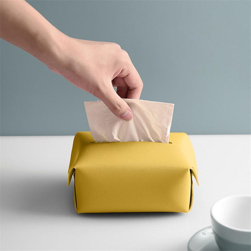 Tissue Boxes & Napkins Leather Box Case Removable Paper Towel Holder Rack Organizer For Living Room Bathroom Kitchen Home Accessories