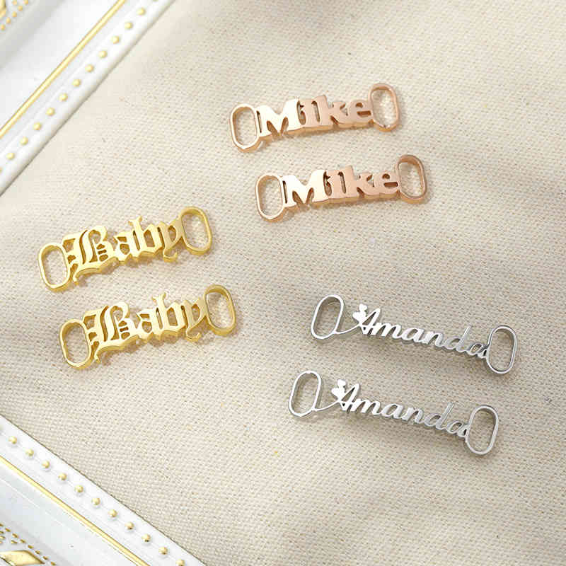 Custom Name Buckles Gold Silver Color Stainless Steel Shoelace Buckle Shoe Decoration Charm Sneaker Accessories Jewelry
