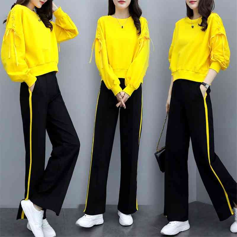 Womens Tracksuit Casual Costumes For Women Spring Female Sporting Suits Sweatshirt Pant Suit Two Piece Wid Leg, Gray
Womens Tracksuit Casual Costumes For Women Spring Female Sporting Suits Sweatshirt Pant Suit Two Piece Wid Leg, Gray