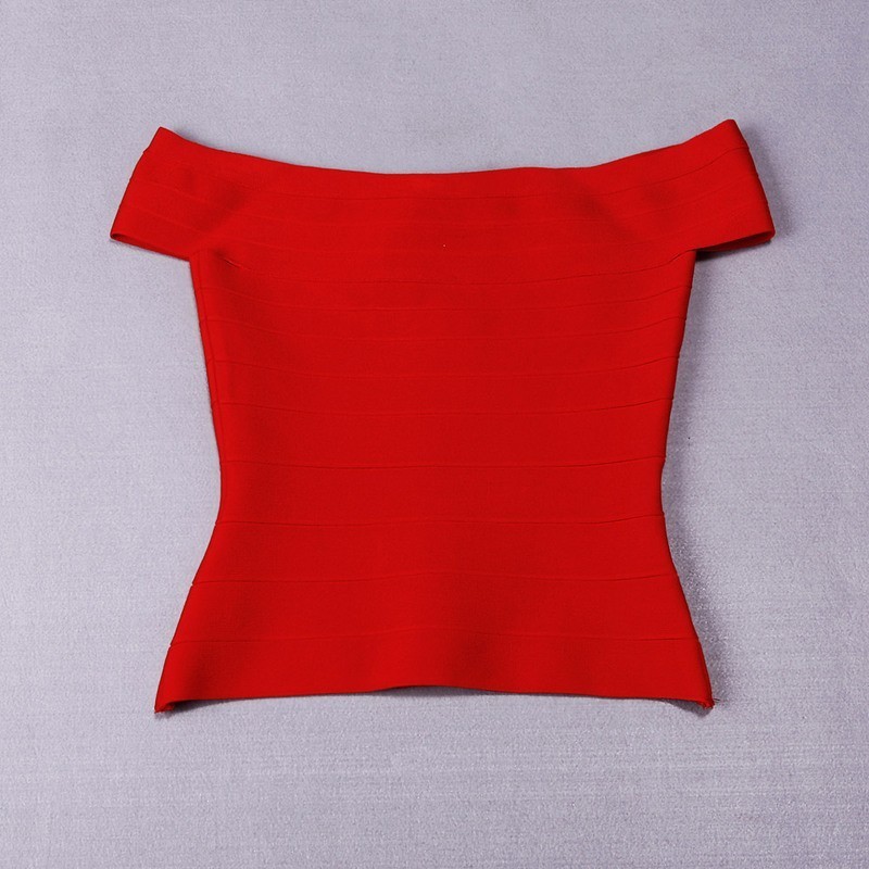 Vest Top Short Women's Sleeve Off Shoulder Sexy Red Black Blue Bandage Summer Elastic 210524