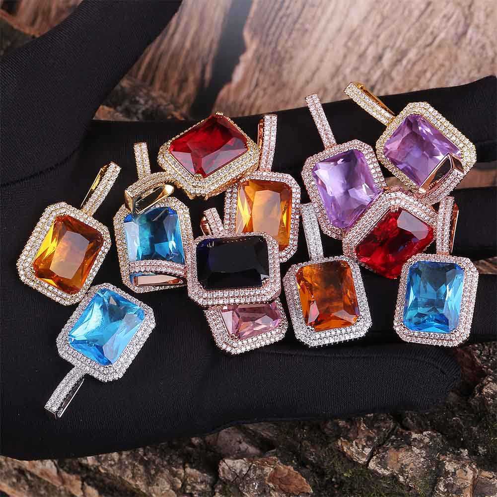 TOPGRILLZ ICED OUT Gem Stones Solitaire Pendant Necklace Infinity Stones Solid Back With Tennis Chain Hip Hop Jewelry Gift X0707 
TOPGRILLZ ICED OUT Gem Stones Solitaire Pendant Necklace Infinity Stones Solid Back With Tennis Chain Hip Hop Jewelry Gift X0707