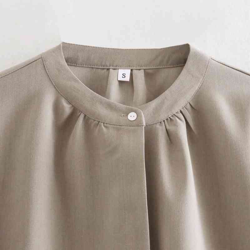 Spring Women Stand Collar Loose Blouse Female Long Sleeve Shirt Casual Lady Tops Blusas S8353 210430