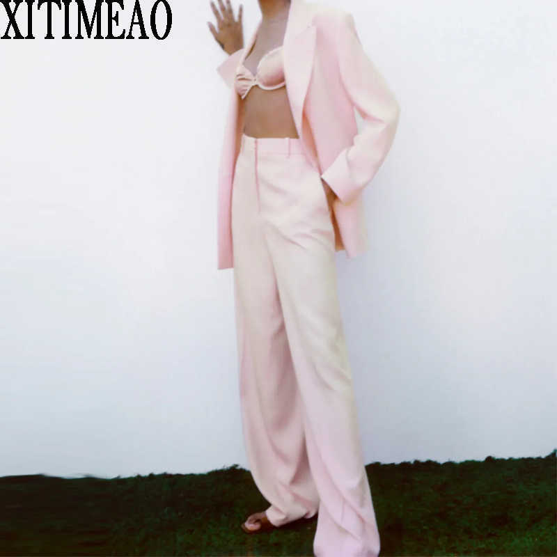 ZA Women Fashion Pink Double Breasted Blazers Coat Vintage Long Sleeves Outerwear And High waist casual pants 2-piece Set 210602, Pink pants
ZA Women Fashion Pink Double Breasted Blazers Coat Vintage Long Sleeves Outerwear And High waist casual pants 2-piece Set 210602, Pink pants