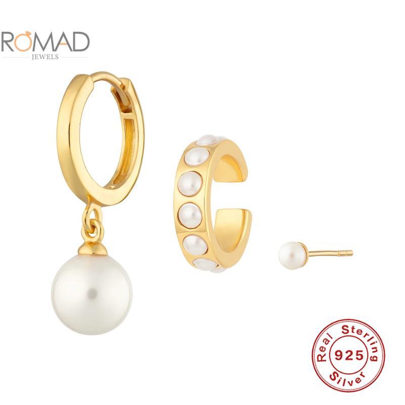 Stud ROMAD 3PC Round Earrings For Women 925 Sterling Silver Pearl Pendant Sets Pendientes Mujer Trendy Jewelry Accessories, Golden;silver
Stud ROMAD 3PC Round Earrings For Women 925 Sterling Silver Pearl Pendant Sets Pendientes Mujer Trendy Jewelry Accessories, Golden;silver