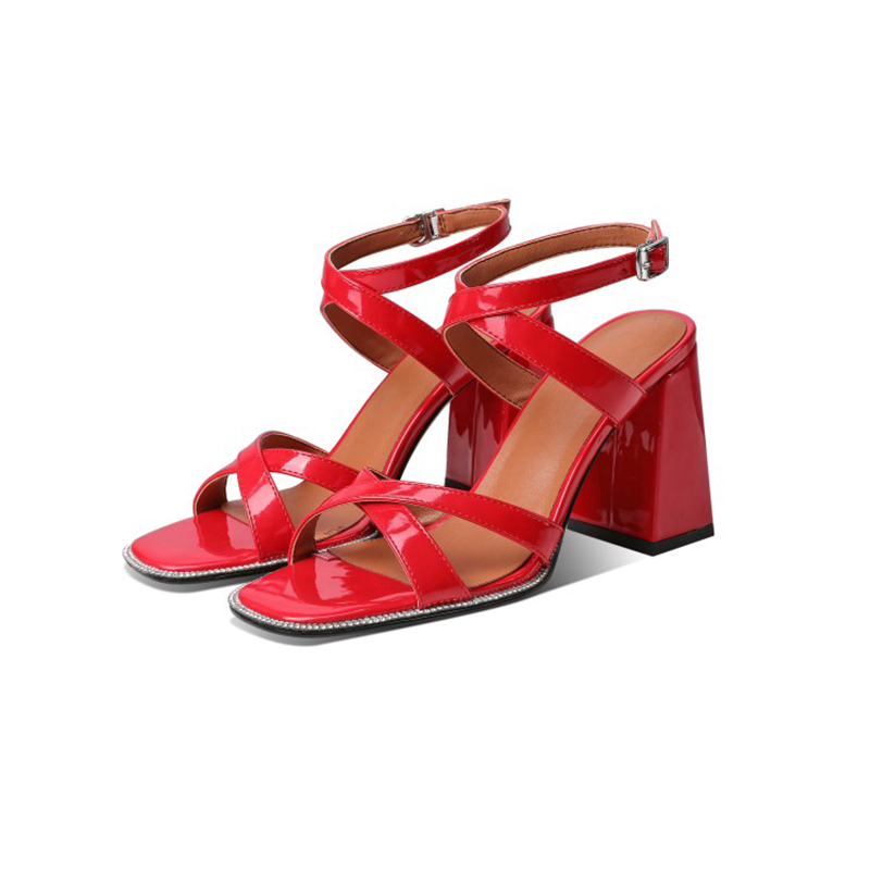 Dress Shoes Sandals Women's Summer 2021 Rhinestone Red Mirror Lacquer Crisscross Zone Thick Heel Square Head High Heeled 9CM
Dress Shoes Sandals Women's Summer 2021 Rhinestone Red Mirror Lacquer Crisscross Zone Thick Heel Square Head High Heeled 9CM