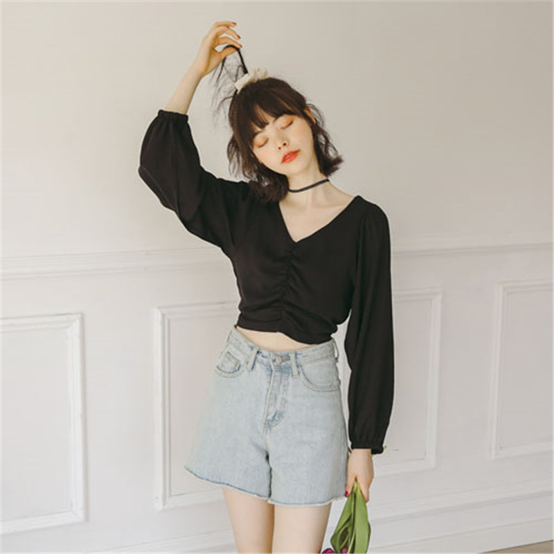 Chic Pleated Cute Blouses Sweet Slim Loose Korean Style Feminine Women Elegant Fashion Gentle Shirts 210421