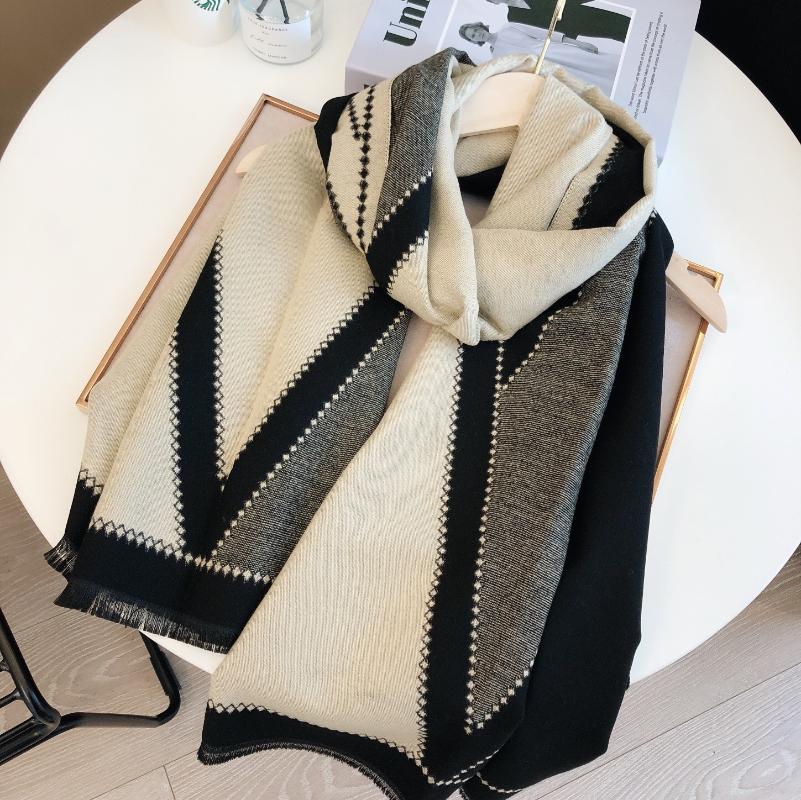 Scarves Spring And Autumn V Pattern Scarf Imitation Cashmere Thick Warm Jacquard Color Matching Shawl Fashion Casual Wear 65cm*185cm, Blue;gray
Scarves Spring And Autumn V Pattern Scarf Imitation Cashmere Thick Warm Jacquard Color Matching Shawl Fashion Casual Wear 65cm*185cm, Blue;gray