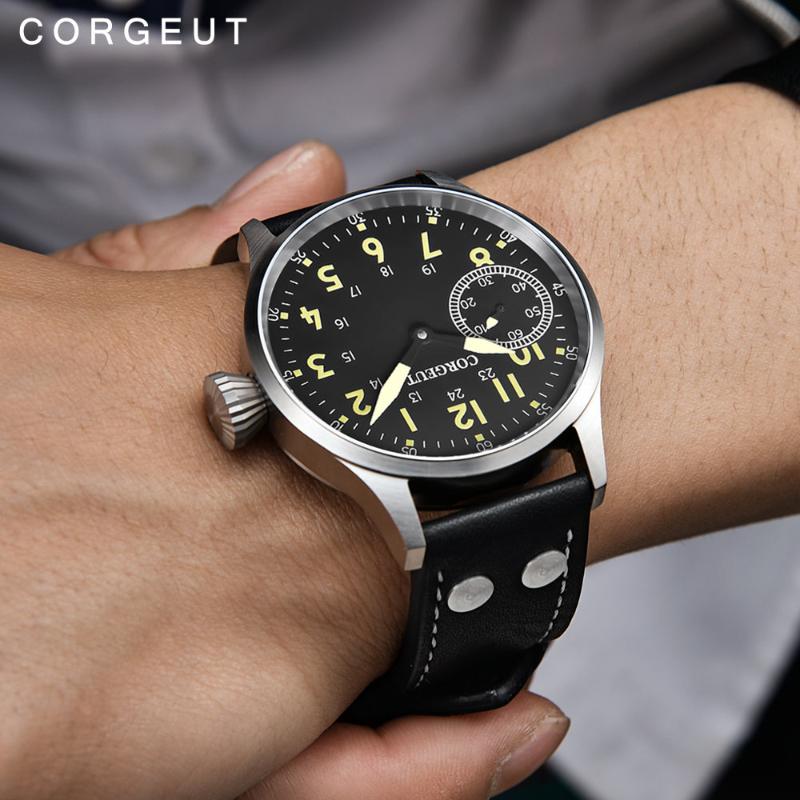 Wristwatches Corgeut 44mm Fashion Mechanical Men Watch 17 Jewels Hand Winding 6497 ST3600 Luminous Leather Strap Wristwatch, Slivery;brown
Wristwatches Corgeut 44mm Fashion Mechanical Men Watch 17 Jewels Hand Winding 6497 ST3600 Luminous Leather Strap Wristwatch, Slivery;brown