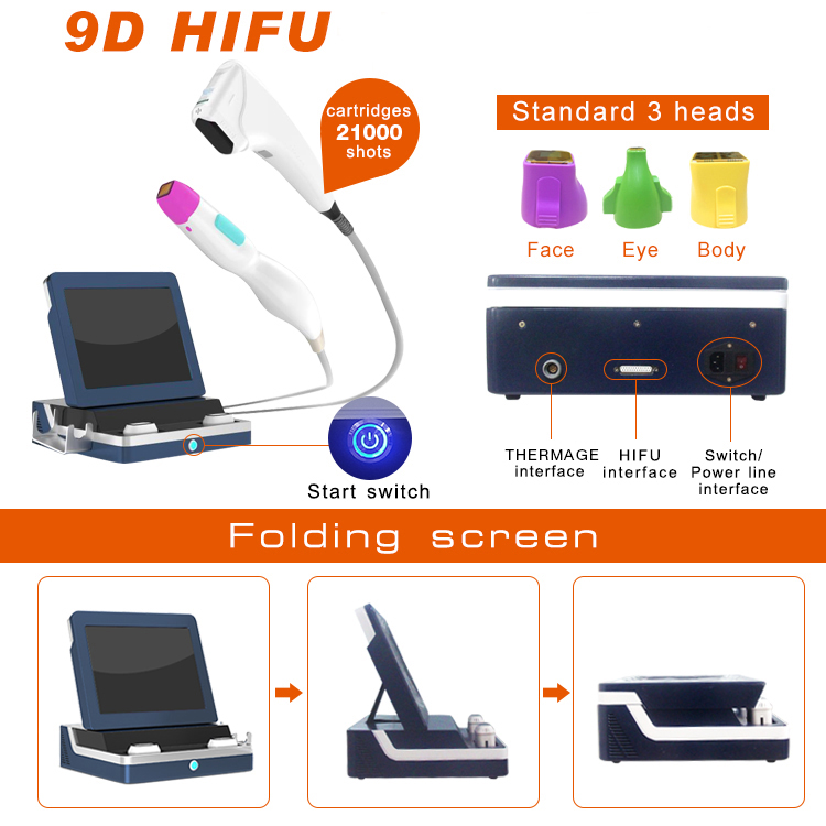 Hifu double chin treatment slimming machine target the layer and destroy fat cells with 9D HIFU technology