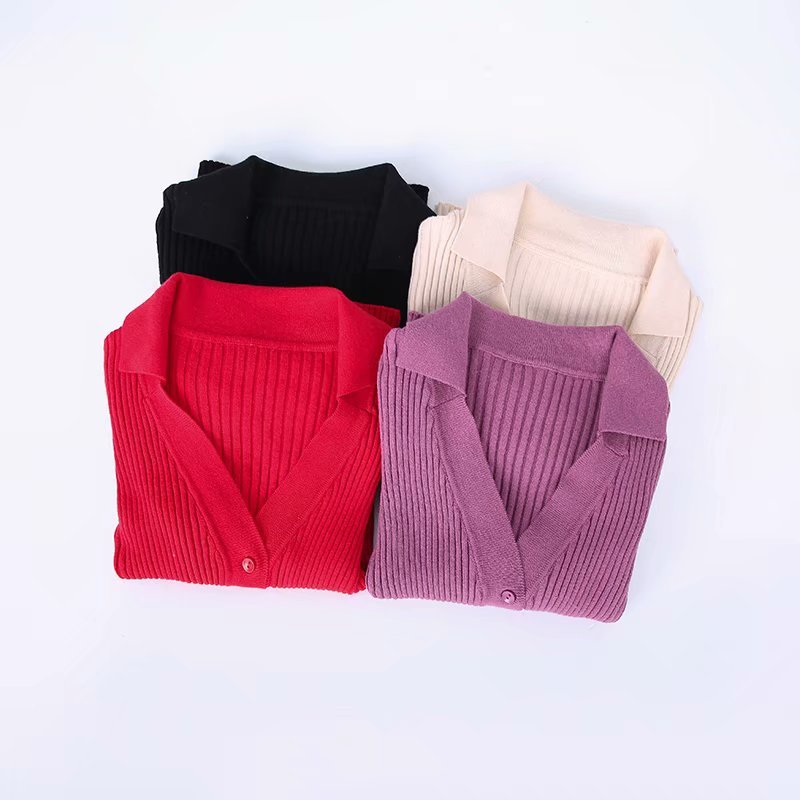 Fall Winter tops knitted sweater women vintage buttons black cardigan cropped korean streetwear 210521