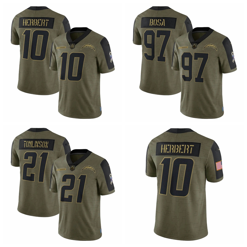 Los AngelesChargersMen Women Youth 10 Justin Herbert 21 LaDainian Tomlinson 97 Joey Bosa 2021 Salute To Service Limited Player Football Jersey Olive
Los AngelesChargersMen Women Youth 10 Justin Herbert 21 LaDainian Tomlinson 97 Joey Bosa 2021 Salute To Service Limited Player Football Jersey Olive