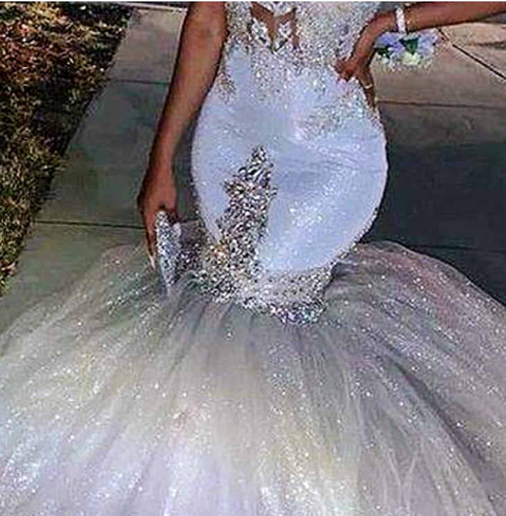 2021 Plus Size Arabic Aso Ebi Sparkly Mermaid Sexy Prom Dresses Lace Beaded Crystals Evening Formal Party Second Reception Gowns Dress ZJ215