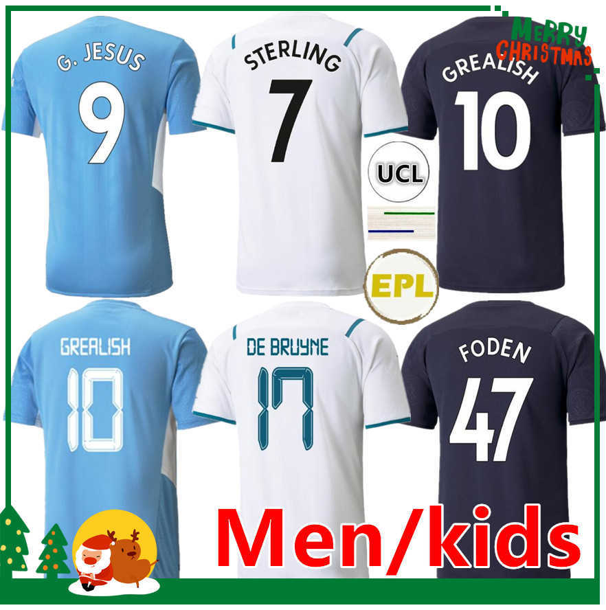 

21 22 MancHEster soccer jersey 2021 GREALISH G. JESUS CITY STERLING FERRAN DE BRUYNE KUN AGUERO MAHREZ FODEN RODRIGO football shirts kids, 21/22 home