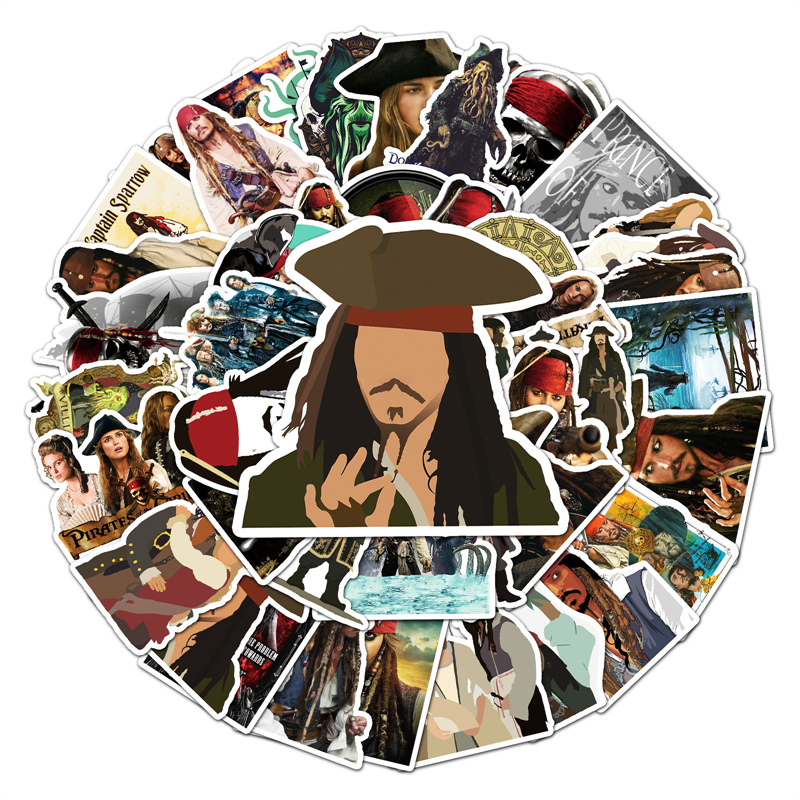 Laptop Of The Car-ibbean Graffiti Stickers DIY Personalized Movies Sticker For Tablet PC Skateboard Luggage Vehicle Home Appliance Waterproof 50 PCS