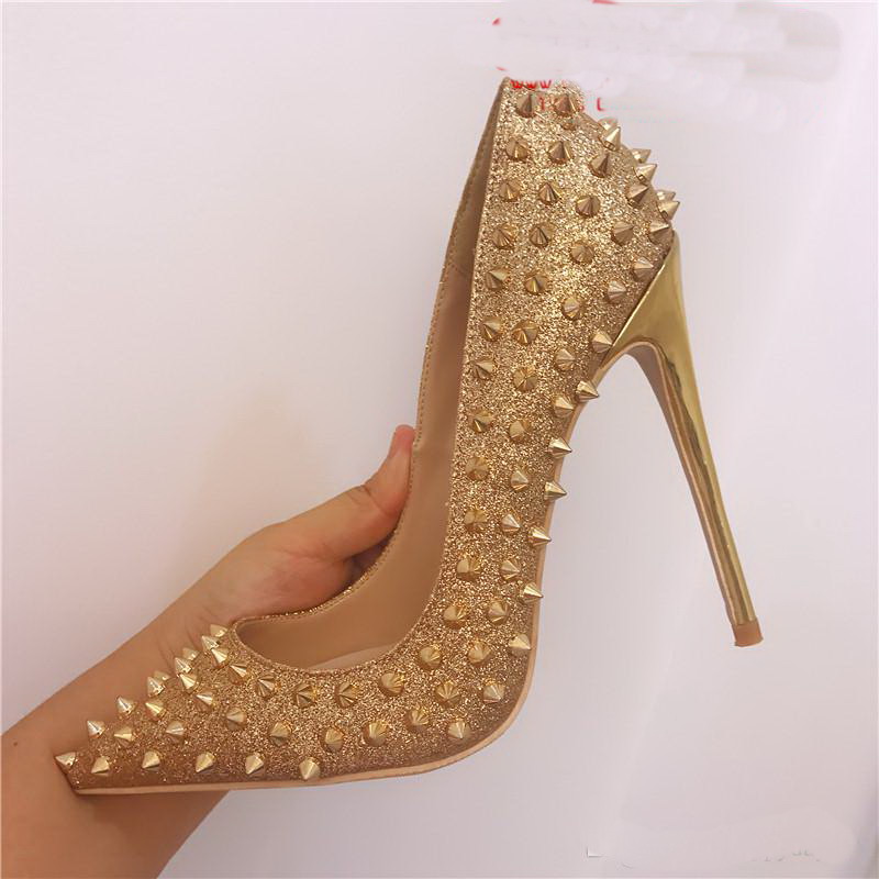 Fashion Summer Autumn Women Pumps Shoes Gold Sliver Glitter Studded Spikes Pointed Toe High Heels Sandals Boots 120mm Party dress Shoe, Black
Fashion Summer Autumn Women Pumps Shoes Gold Sliver Glitter Studded Spikes Pointed Toe High Heels Sandals Boots 120mm Party dress Shoe, Black