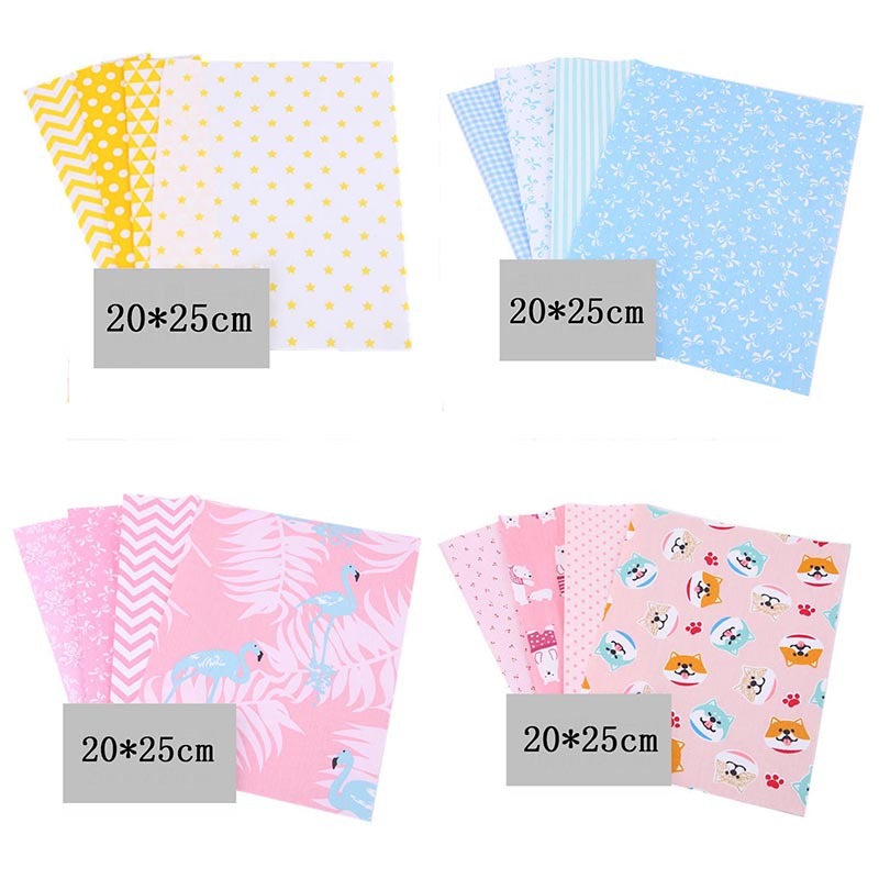 4Sheets Mixed Color Home Supplies Cloth Material Patchwork Sewing Cotton Gift Accessories DIY Handmade Floral Print 20x25CM