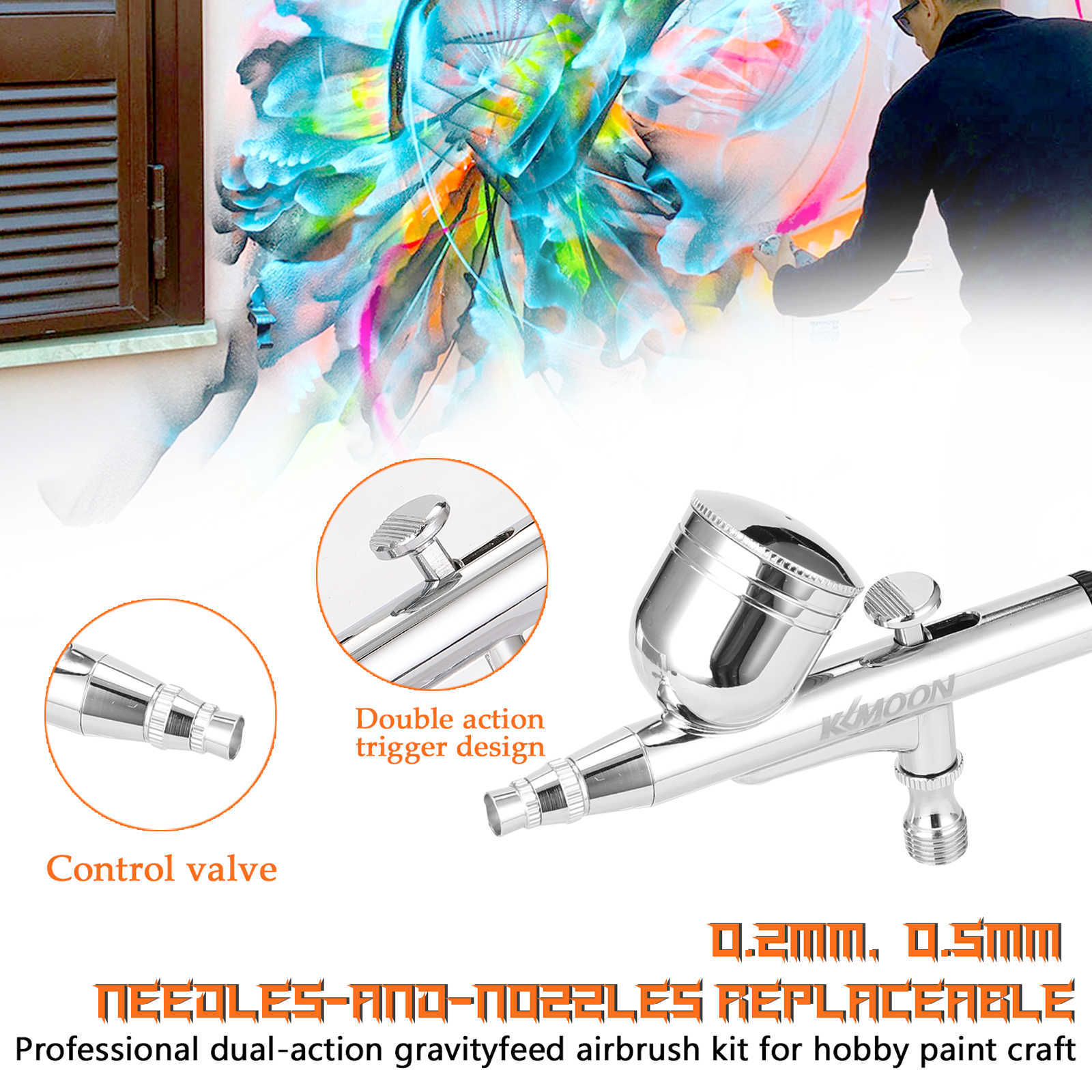 Professional Airbrush Set for Model Making Art Painting with Air Compressor+Power Adapter+Airbrush+Airbrush Holder+0.2mmneedle 210719