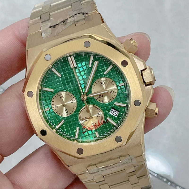 Mens Watch 42mm Stainless Steel Quartz Movement Watches Luminous Calendar Wristwatches waterproof montre de luxe, Color 11