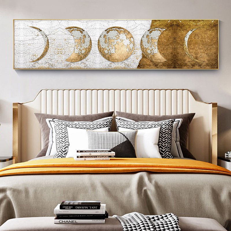 Moon Phase Canvas Painting Golden Moon Wall Art Posters Prints Big Size Planet Solar Wall Pictures for Living Room Decor Cuadros