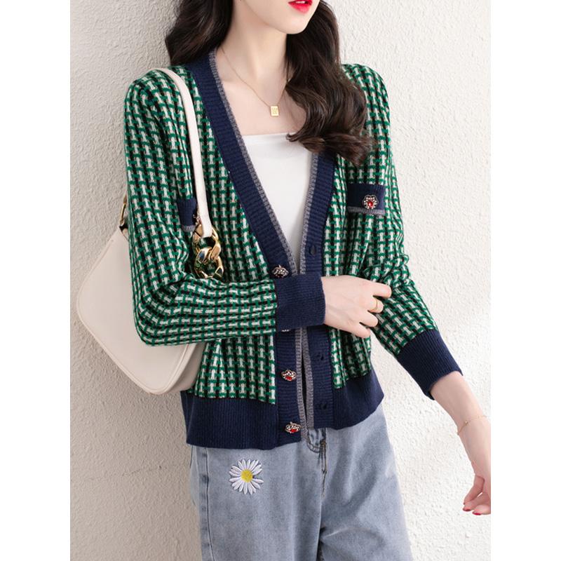 Women's Knits & Tees BULOCHOVA 2021 Autumn Plaid Wool Knitted Cardigan Sweater Women V Neck Long Sleeve Red Gem Buttons Loose Short Tops Fem, White
Women's Knits & Tees BULOCHOVA 2021 Autumn Plaid Wool Knitted Cardigan Sweater Women V Neck Long Sleeve Red Gem Buttons Loose Short Tops Fem, White