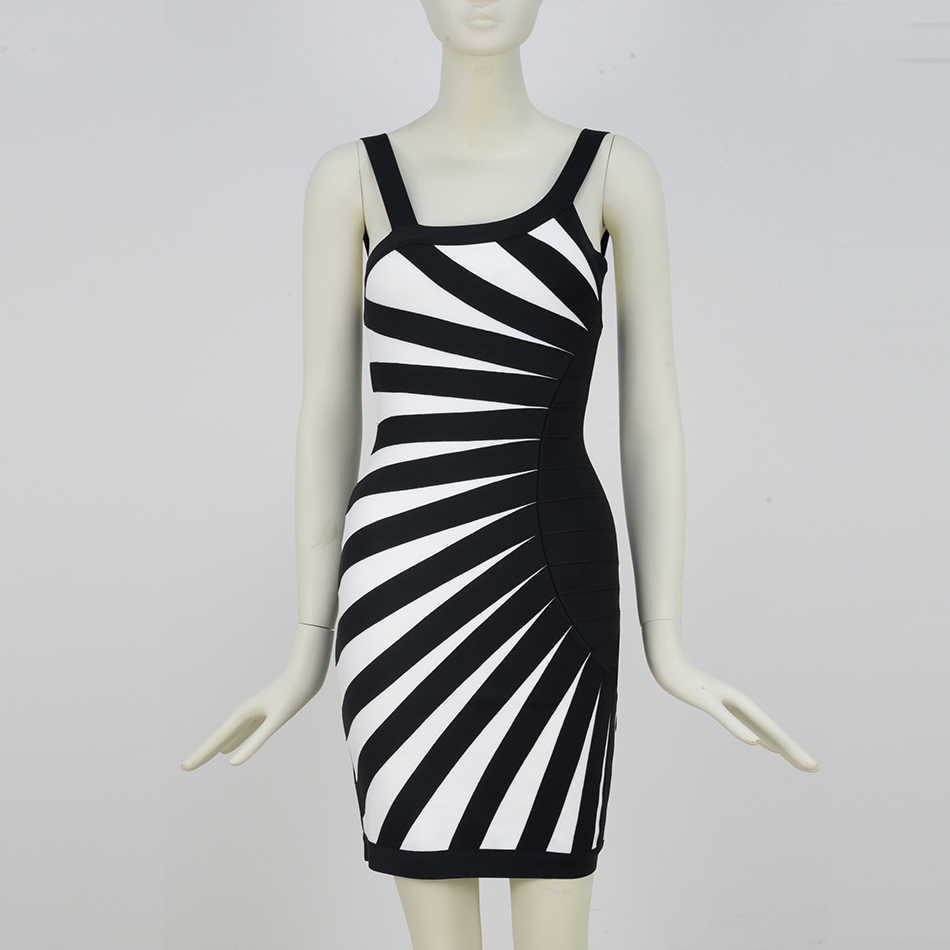 Free Women's Striped Bandage Dress Sexy Halter Sleeveless Bodycon Club Celebrity Evening Party Dresses 210524