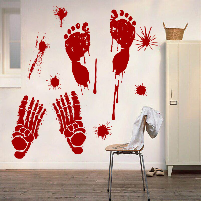 bloody footprints handprints ghost festival haunted house window glass doors and living room halloween decoration wall stickers
bloody footprints handprints ghost festival haunted house window glass doors and living room halloween decoration wall stickers