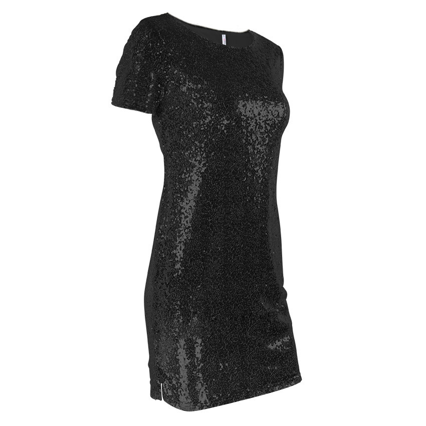 Sequins Gold Dress Spring Summer Women Sexy Short T Shirt Dress Evening Party Elegant Club Dresses 210409