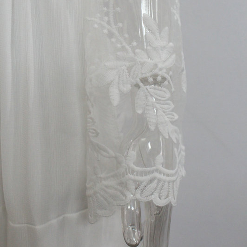 New Fashion Off Shoulder White Lace Dress Lady Shirt Dress Long Sleeve Casual Dresses Elegant Midi Dress Robe 210415