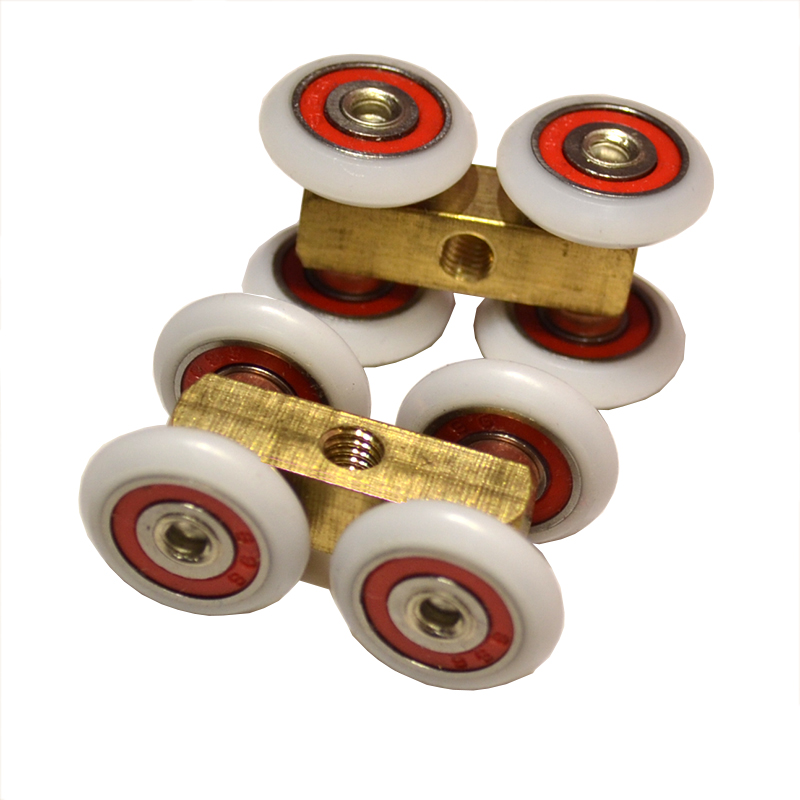 sliding glass shower room door roller ultra-quiet wooden pulley hanging rail track nylon wheel