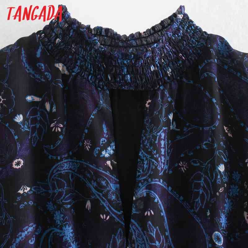 Fashion Women Flowers Print Elegant Chiffon Long Sleeve Office Ladies Midi Dress 2W77 210416
