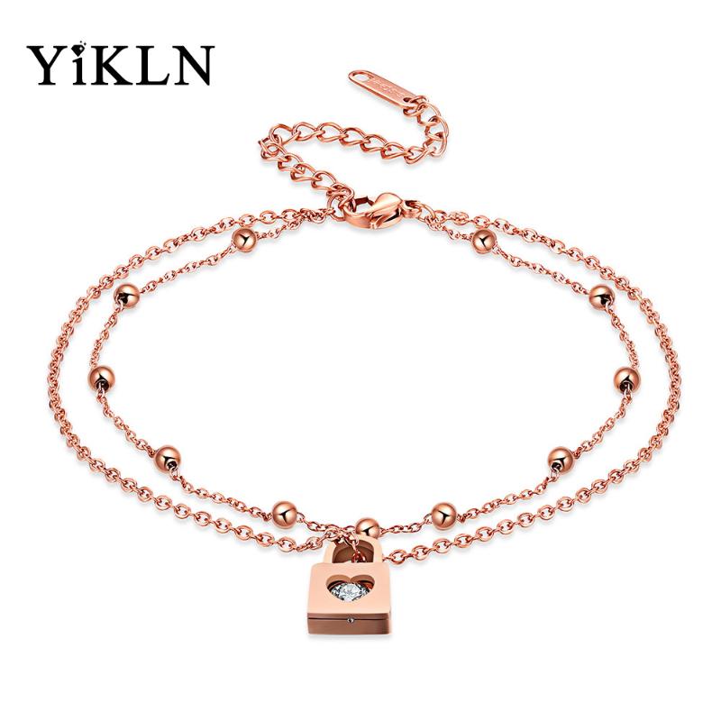 Anklets YiKLN Trendy Double Layer For Women Love Lock Square Design Titanium Steel Foot Link Chain Anklet Female Jewelry YOGZ051
Anklets YiKLN Trendy Double Layer For Women Love Lock Square Design Titanium Steel Foot Link Chain Anklet Female Jewelry YOGZ051