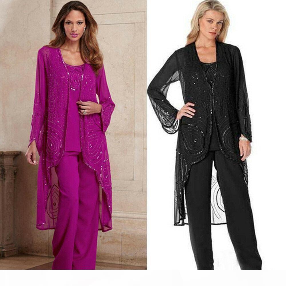 Chic Three Pieces Beading Mother of The Bride Pant Suits With Jacket Long Sleeves Wedding Guest Dress Chiffon Sequined Plus Size, Black;red
Chic Three Pieces Beading Mother of The Bride Pant Suits With Jacket Long Sleeves Wedding Guest Dress Chiffon Sequined Plus Size, Black;red