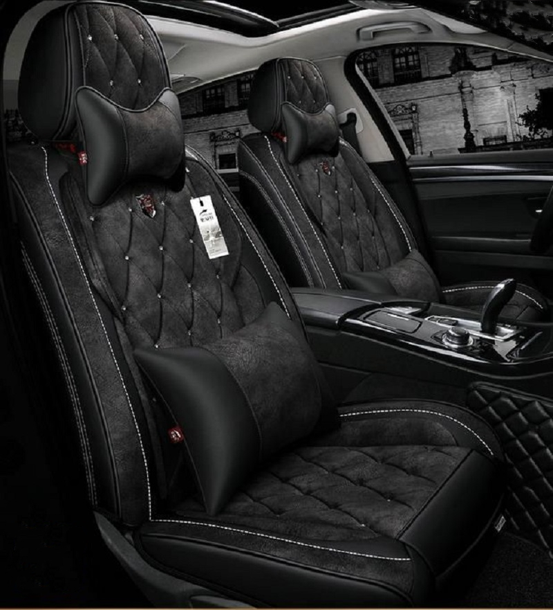 Car Accessory Seat Cover For Sedan SUV Durable Top Quality Suede LeatherUniversal Five Seats Set Cushion Mats Including Front And Back Covers Black Design
Car Accessory Seat Cover For Sedan SUV Durable Top Quality Suede LeatherUniversal Five Seats Set Cushion Mats Including Front And Back Covers Black Design
