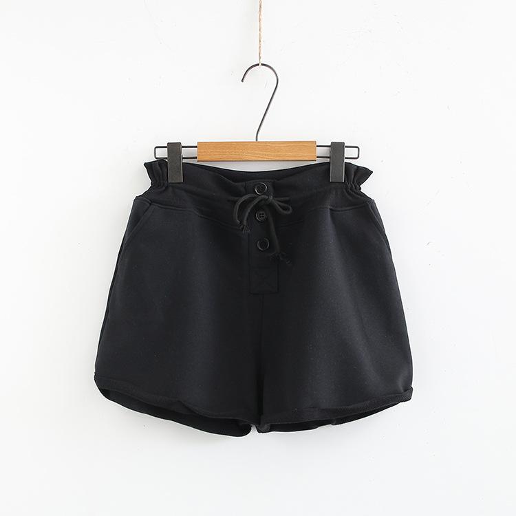 Summer Plus Size Shorts For Women Large Loose Casual Black Gray Button Elastic Waist Cotton Belt 3XL 4XL 5XL 6XL Women's