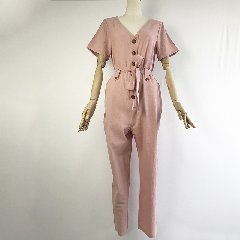 Women casual summer romper jumpsuit beach romper playsuit vintage long pants jumpsuit boho romper overalls cotton 210415