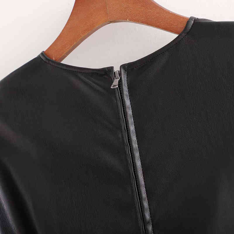 Vintage Woman Black Leather Sashes Long Dress Fashion Ladies Fall Sleeve Pu es Female Cool Solid Color 210515