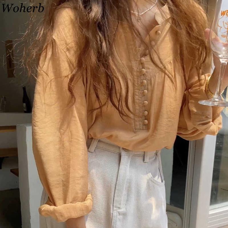 Women's Blouses & Shirts Woherb Korean Chic Blouse Women Simple Temperament All Match Small Round Button Long-sleeve Thin Shirt Fresh Fashio, Orange
Women's Blouses & Shirts Woherb Korean Chic Blouse Women Simple Temperament All Match Small Round Button Long-sleeve Thin Shirt Fresh Fashio, Orange
