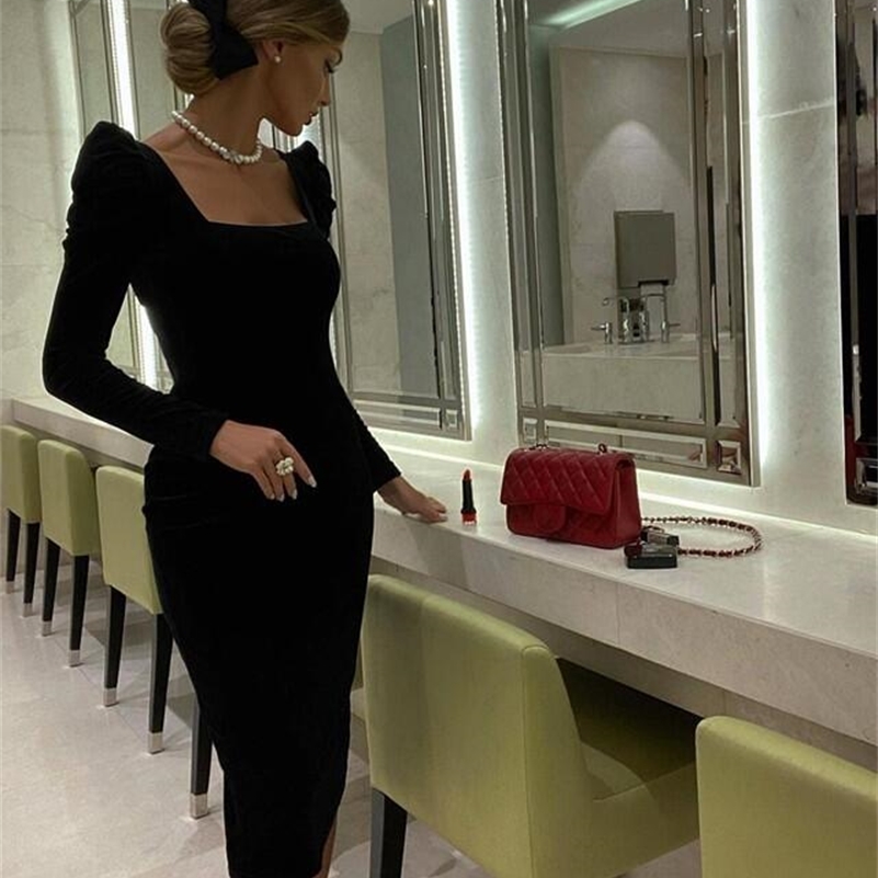 Women Sexy Designer Long Sleeve Velvet Black Midi Elegant Celebrity Bodycon Party Dress Vestido 210416
Women Sexy Designer Long Sleeve Velvet Black Midi Elegant Celebrity Bodycon Party Dress Vestido 210416